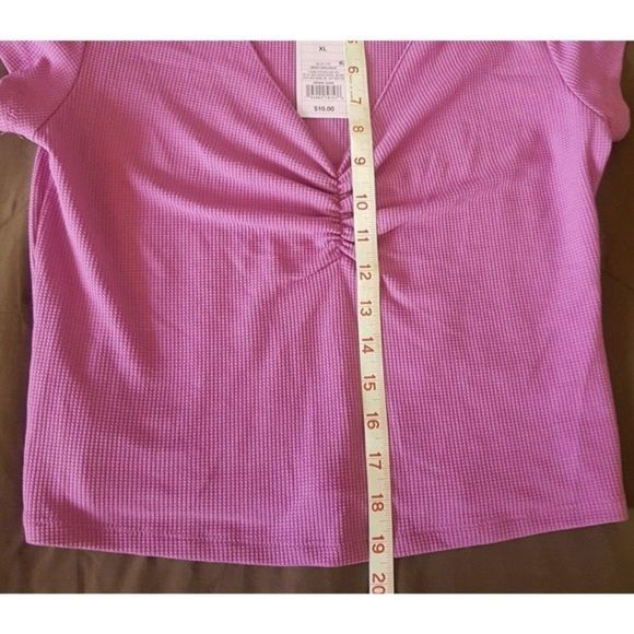 Target Wild Fable Womens Blouse Pleated Boho Top Sz XL Short Sleeves Soft Girl - Picture 12 of 12
